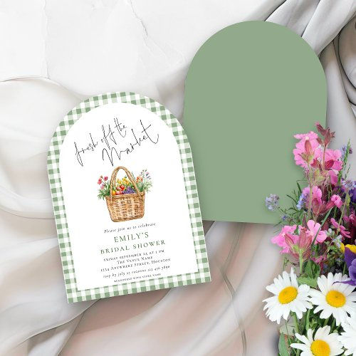 Gingham Fresh Off Market Script Bridal Shower Arch