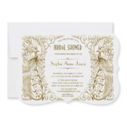 Glam White Gold Art Deco Peacocks Bridal Shower