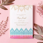 Gold Pink Indian Henna Bridal Shower