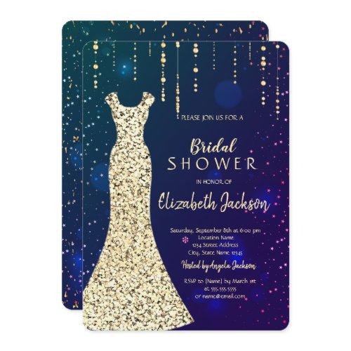 Gold Sequins Dress Blue Bridal Shower