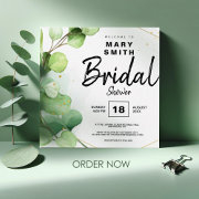 Green Classic Wedding Save The Date Bridal Shower