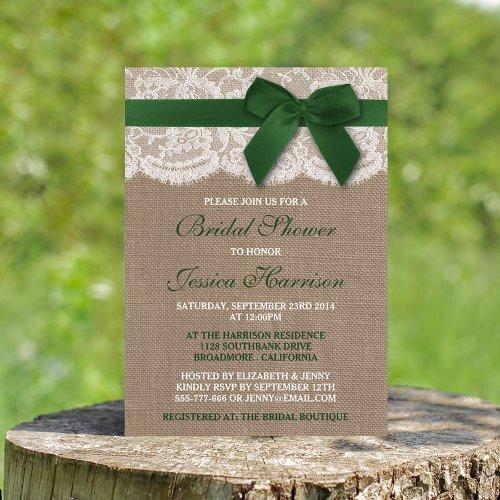 Green Ribbon On Burlap & Lace Bridal Shower