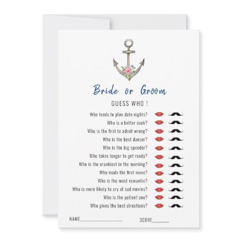 'guess Who' Nautical Anchor Bridal Shower Game