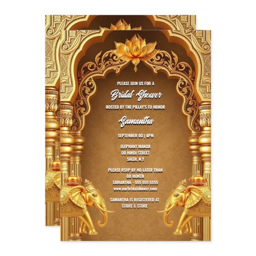 Hindi Hindu Gold Elephants Lotus Flower Asian