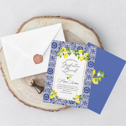 Lemon And Blue Mosaic Watercolor Graduation Bran
