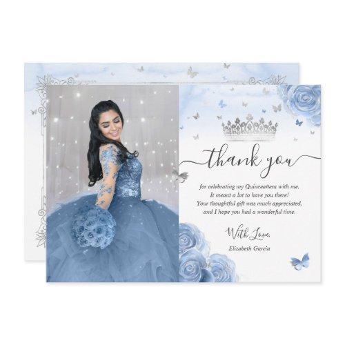 Light Bridal Blue Silver Quinceañera Photo Birthday Thank You