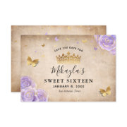 Light Purple And Gold Rose Parchment Elegant Save The Date