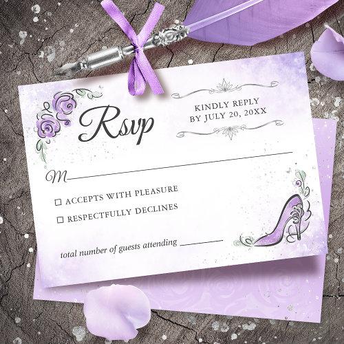 Lilac Lavender And Silver Princess Elegant Wedding Rsvp