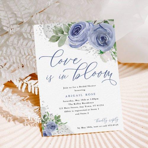 Love Is In Bloom Bridal Shower Blue Silver Flowers