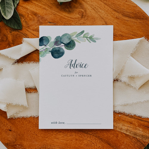 Lush Greenery And Eucalyptus Wedding Advice Card