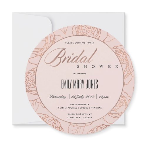 Luxe Blush Pink Rose Gold Floral Bridal Shower