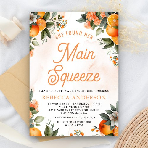 Main Squeeze Tangerine Orange Citrus Bridal Shower