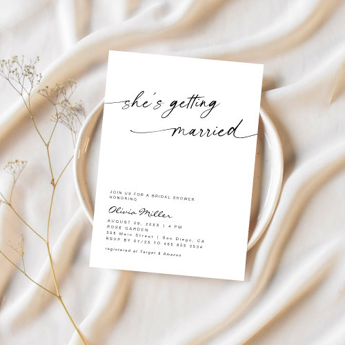 Minimalist She's Getting Married Bridal Shower
