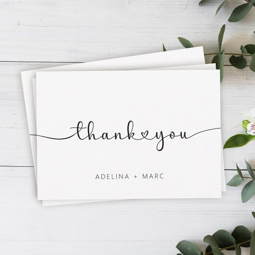 Modern Elegant Simple Hearts Script Wedding Thank You