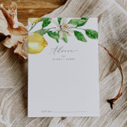 Modern Lemon Garden Wedding Advice Card