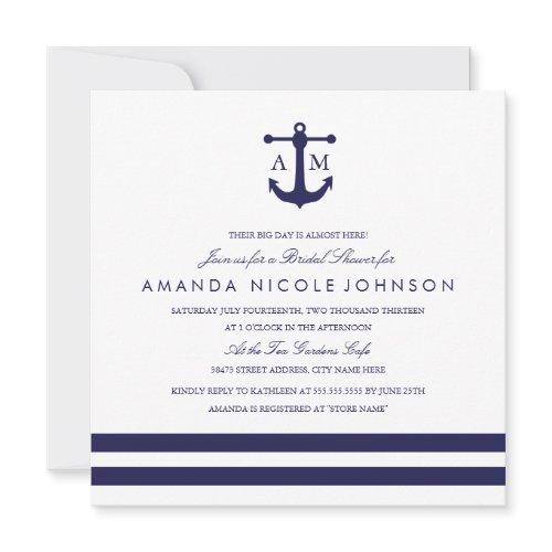 Nautical Navy Bridal Shower Invite