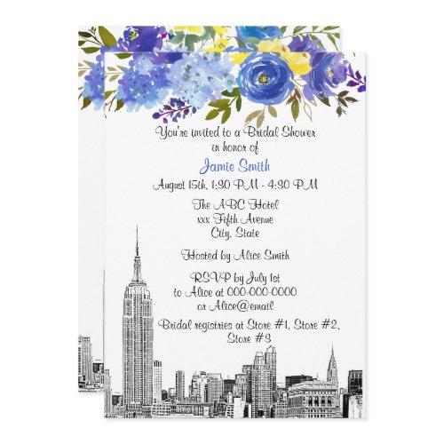 Nyc Skyline Esb Etch Blue Yel Floral Bridal Shower