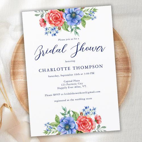 Patriotic Floral Red White Blue Bridal Shower