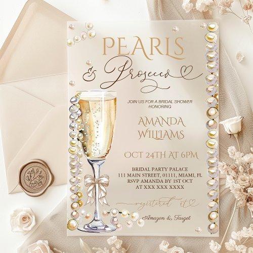 Pearls & Prosecco Champagne Elegant Bridal Shower Acrylic