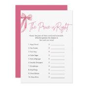 Pink Bow The Price Is Right Bridal Shower Game