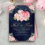 Pink Gold Pumpkin Floral Navy Blue Bridal Shower