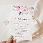 Pink Watercolor Floral Peony Elegant Bridal Shower