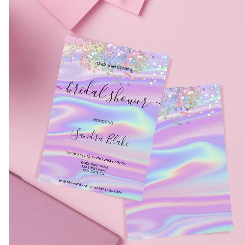 Rainbow Holographic Glitter Drips Bridal Shower