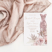 Rose Gold, Blush Pink Dress Bridal Shower Real Foil