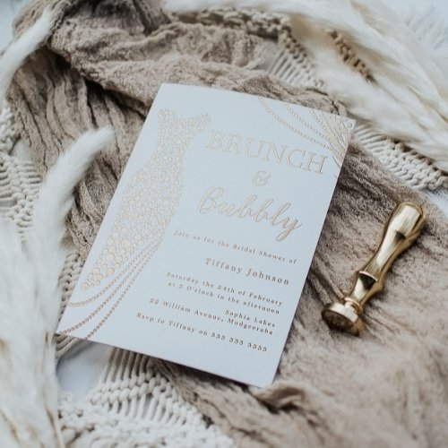 Rose Gold Dress Bridal Shower Brunch & Bubbly Foil