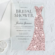 Rose Gold Sparkle Dress Bridal Shower Acrylic
