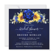 Royal Blue Rustic Sunflower Modern Bridal Shower I