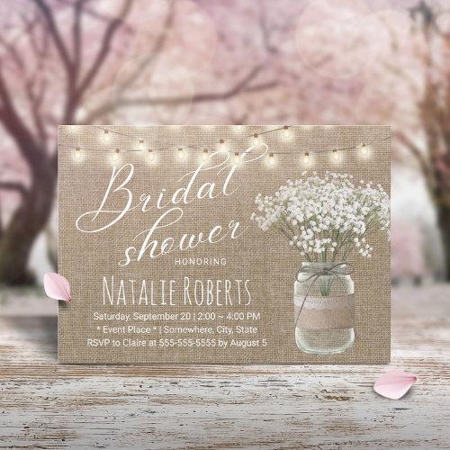 Rustic Bridal's Breath Jar Burlap Bridal Shower