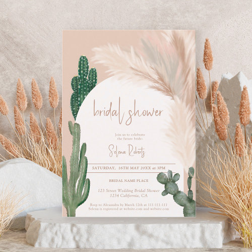 Rustic Boho Chic Cactus Pampas Arch Bridal Shower