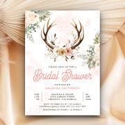 Rustic Boho Pink Floral Antler Bridal Shower