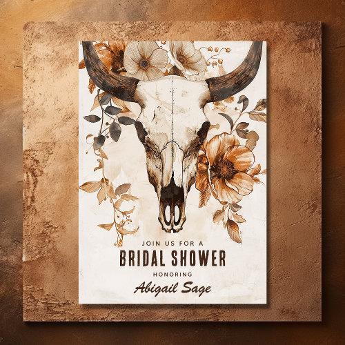 Rustic Cow Skull Floral Western Boho Bridal Shower
