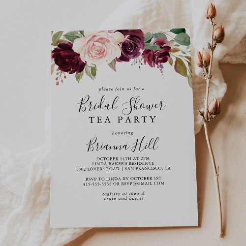 Rustic Floral Botanical Bridal Shower Tea Party