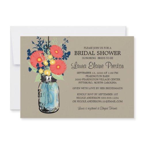 Rustic Mason Jar Gerber Daisies Bridal Shower