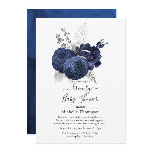 Rustic Navy & Faux Glitter Silver Drive By Shower