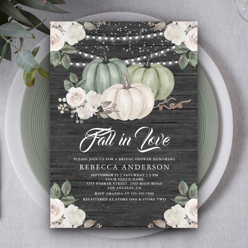 Sage Green Pumpkin Floral Fall Wood Bridal Shower