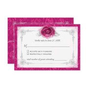 Silver And Fuchsia Roses Elegant Rsvp