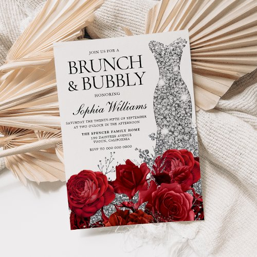 Silver Dress Red Rose Brunch Bubbly Bridal Shower