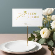 Simple Elegant Gold Grey Typography 70 Birthday Place