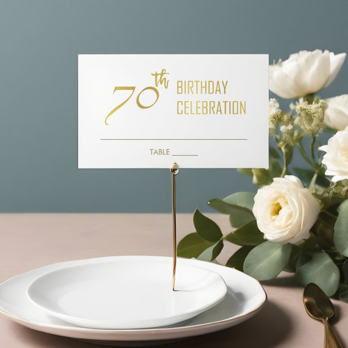 Simple Elegant Gold Grey Typography 70 Birthday Place