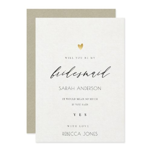 Simple Elegant Gold Kraft Typography Bridesmaid