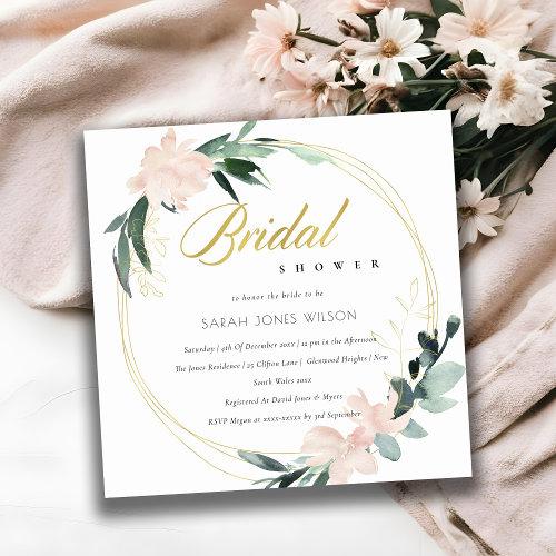 Soft Blush Floral Frame Watercolor Bridal Shower