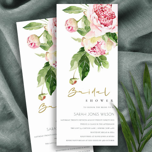 Soft Blush Peony Floral Watercolor Bridal Shower
