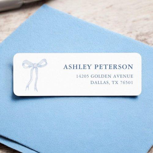Something Blue Bow Bridal Shower Return Address Label