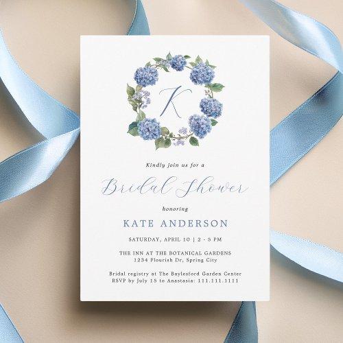 Something Blue Hydrangeas Monogram Bridal Shower