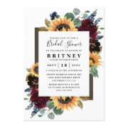 Sunflower Roses Burgundy Navy Blue Bridal Shower