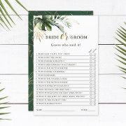 Tropical Foliage Bride Or Groom Bridal Shower Game